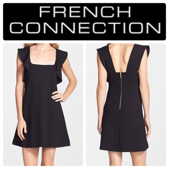 NWT French Connection Marie Square Neck Little Black Dress -- 6 - Picture 1 of 13